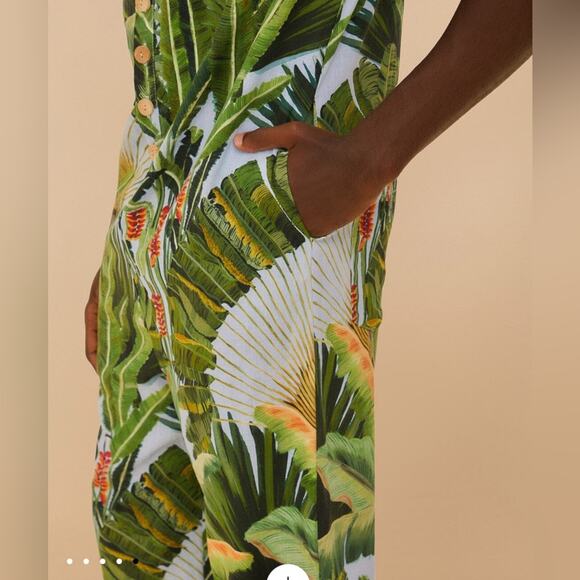 Farm Rio Blue Amazonia Forest Lenzing Ecovero Euroflax Jumpsuit - Picture 5 of 11